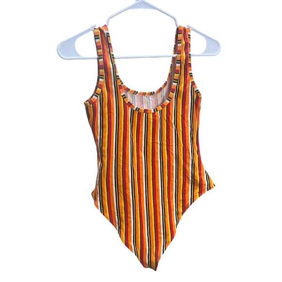 BLUENOTES Colorful Striped Bodysuit size Small Summer Wear Stripes Bright Colors - Picture 5 of 9